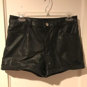H&M black leather shorts